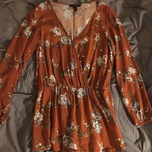 Forever 21 Orange Floral Romper